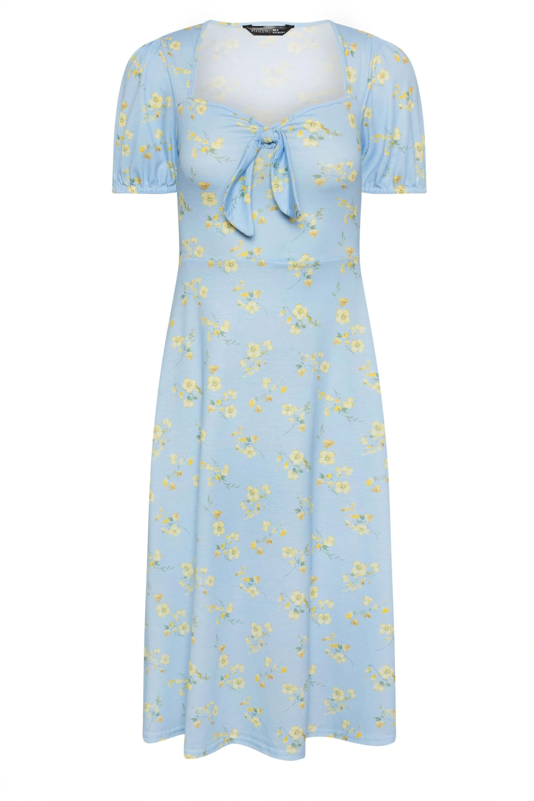 PixieGirl Blue Floral Tie Front Midi Dress Petite