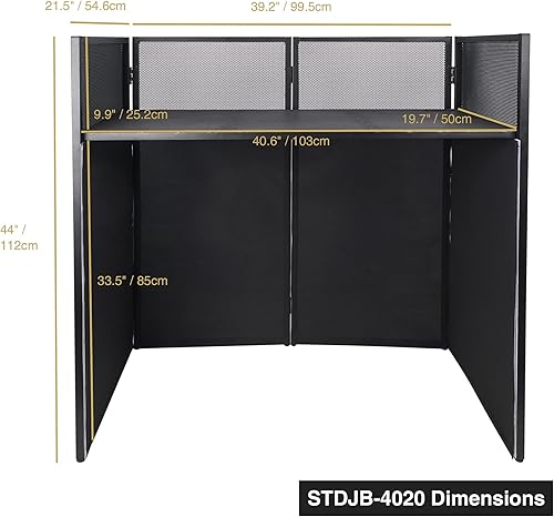 Miniatura 2 de Sound Town Cabina de fachada profesional para DJ con mesa plana de 20 x 40, bisagras de 180 grados, bolsas de transporte, paneles de escritura en