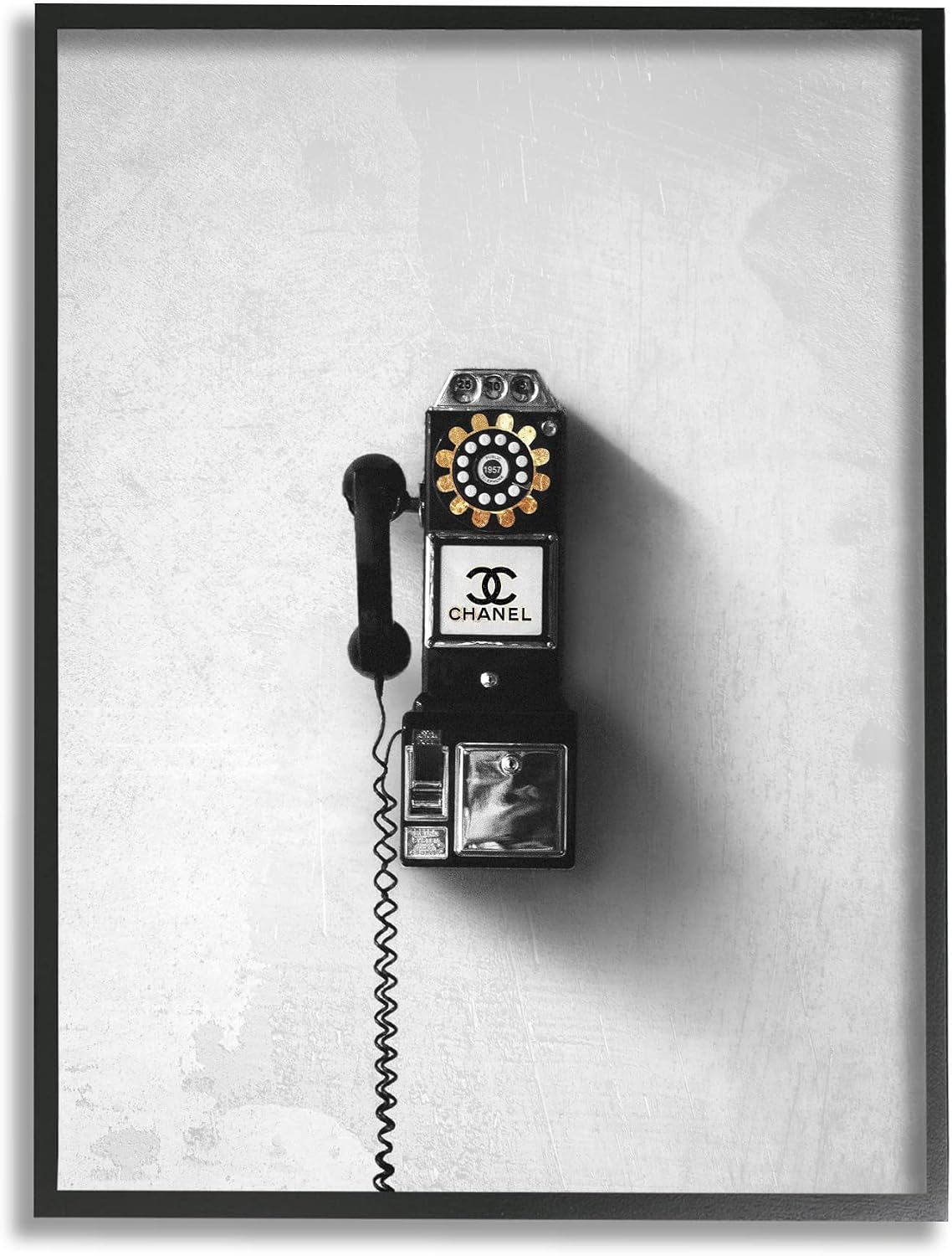 Stupell Industries Vintage Fashion Dial Phone Glam Pop Black White