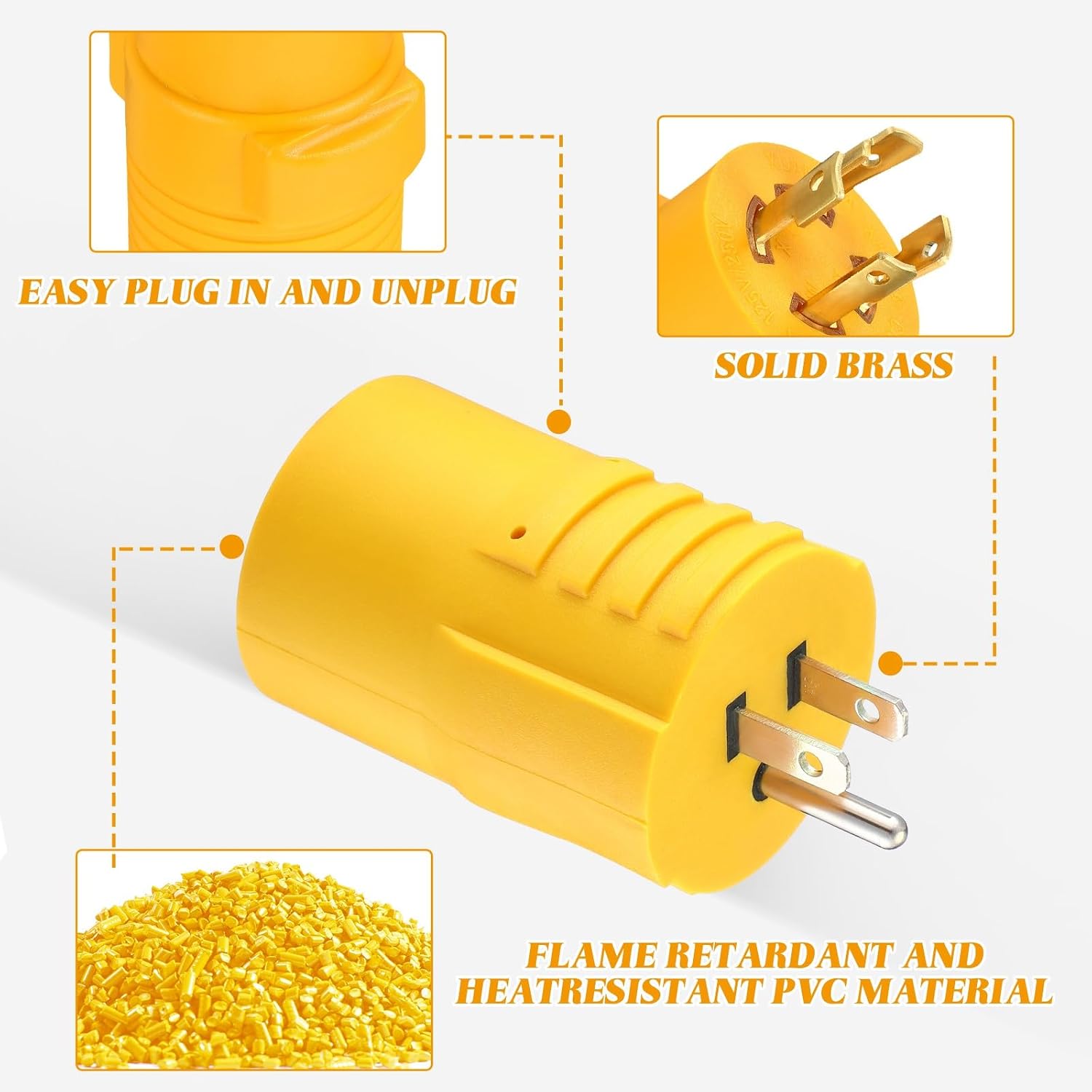 Kanayu 15 Amp to 20 Amp Pool Pump Adapter, Compatible with NEMA 5-15P to L5-20R Adapter, 15A Household Male to 20A Locking Industry Degree Female Receptacle for Pool Pump RV Welder Generator