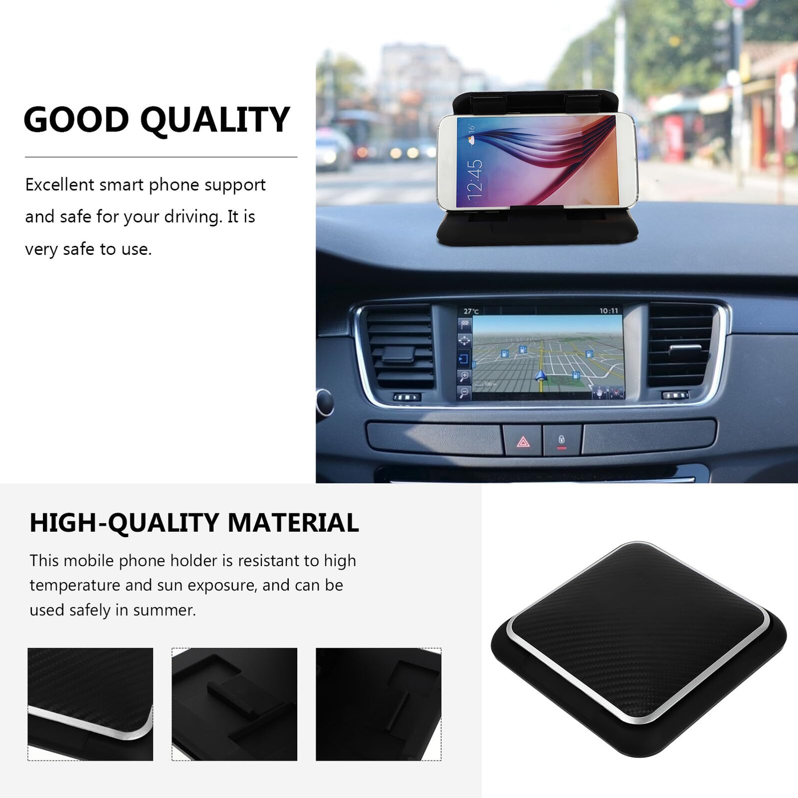 Supporto Auto Cellulare Antiscivolo in Silicone con Base Stabile per Cruscotto Porta Smartphone Funzionale per Navigazione Sicura Durante la Guida