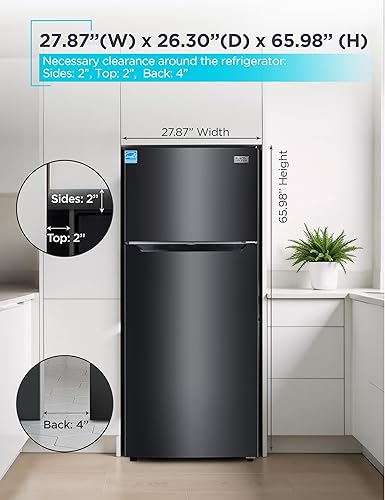 Miniatura 7 de BLACK+DECKER Refrigerador de montaje superior de 14.6 pies cúbicos con congelador, refrigerador de 2 puertas con congelador superior y control de