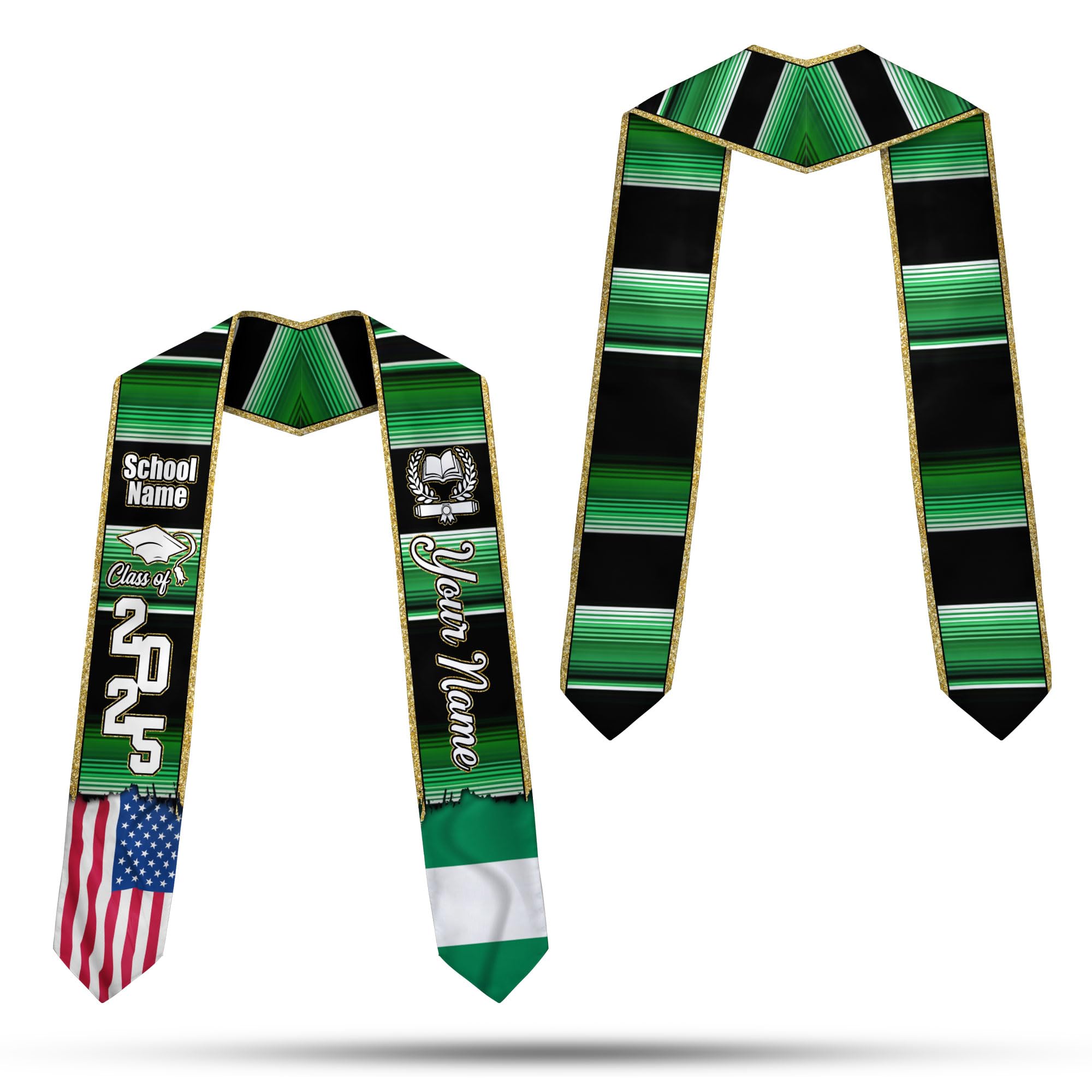 MonkeyVan Nigerians Graduation Sash Custom Nigerians American Flag Graduation Sash 2025 Nigeria Graduation Stole Class of 2025 Ng10