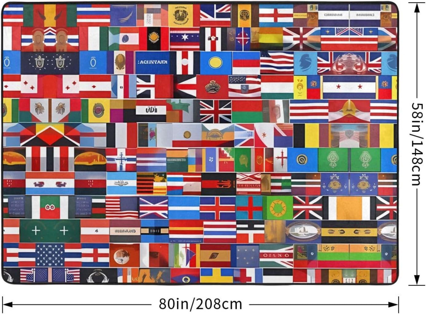 Various Flags Printed Floor mat 80x58 inches, Non-Slip Decorative Carpet for Bedroom and Living Room