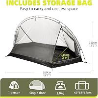 Forceatt 1 személyes ultralight sátor, vízálló kupola sátor gyors összeállítással - Dark Green-1 Person 2