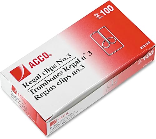 ACCO #3 - Clips de búho Regal, alambre de acero, 1 pulgada de longitud, plata, 100 clips por caja (A7072130)