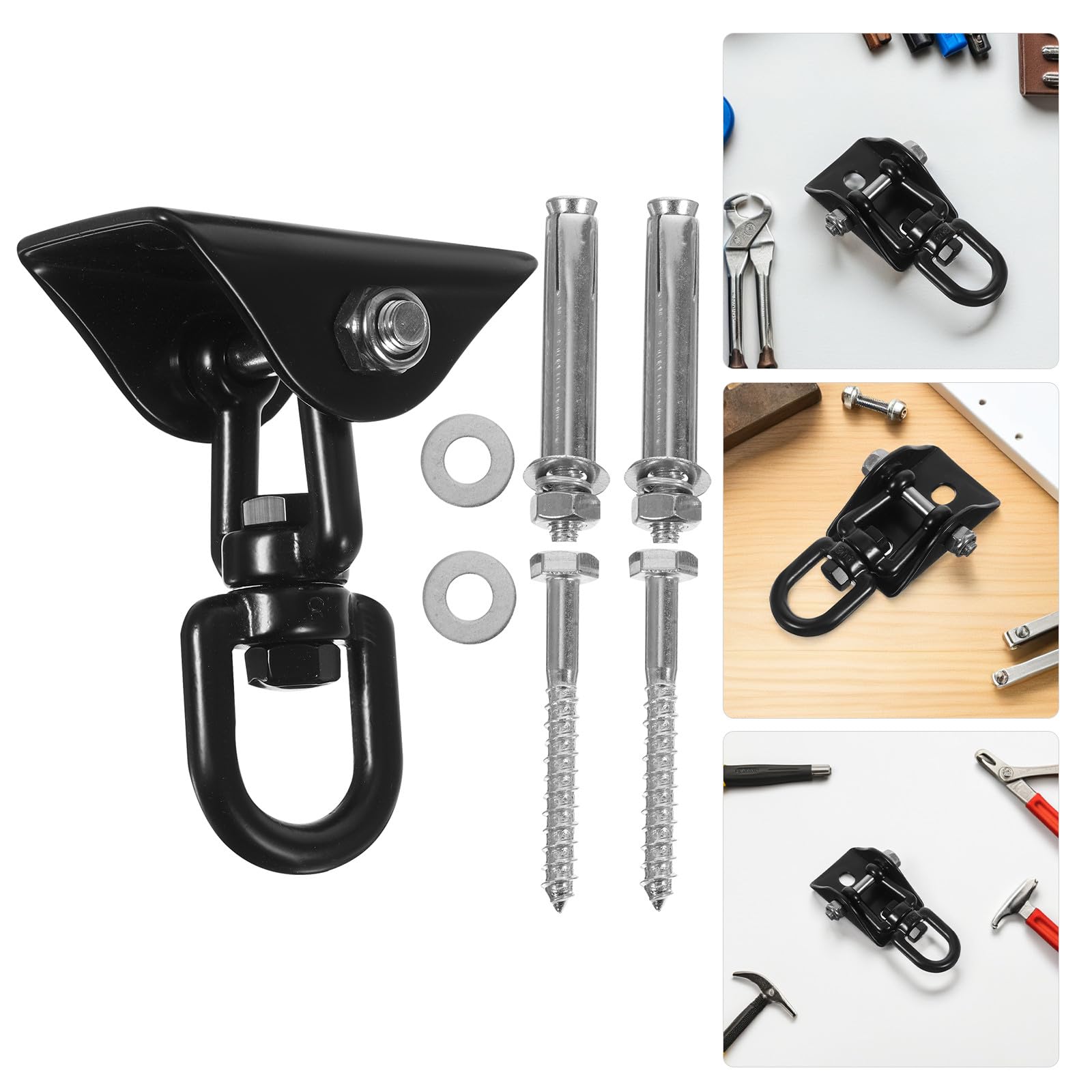 2 Sets Drehbarer Edelstahl Haken Aufhängeset für Hängematte und Schaukel mit Hoher Tragfähigkeit bis 450kg Geeignet für Innenbereich und Veranda