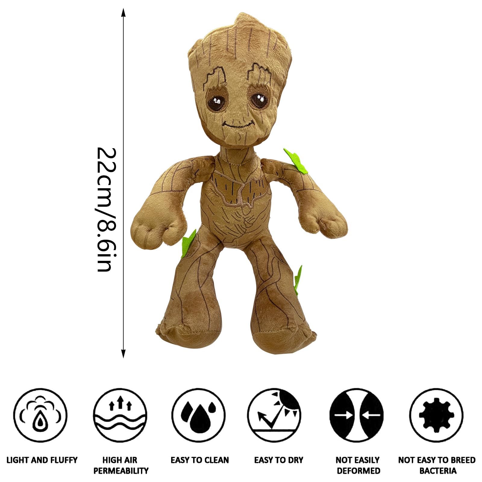 PQKL-party Groot Teddy,Groot Plush,29cm Stuffed Cute Plush Cuddly Soft, Green - Image 2