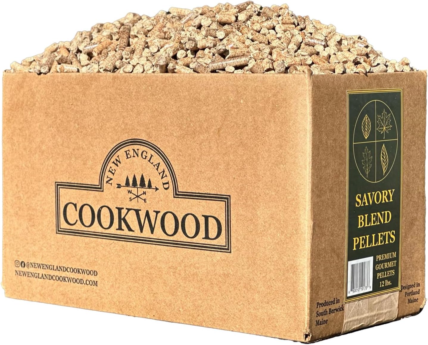 NEW ENGLAND COOKWOOD Gourmet BBQ Pellets: Savory Hardwood Blend - 12lbs. ~535cuin Premium 100% Hardwood Pellets for Grills, Smokers and Ooni, Solo, Bertello Pizza Ovens
