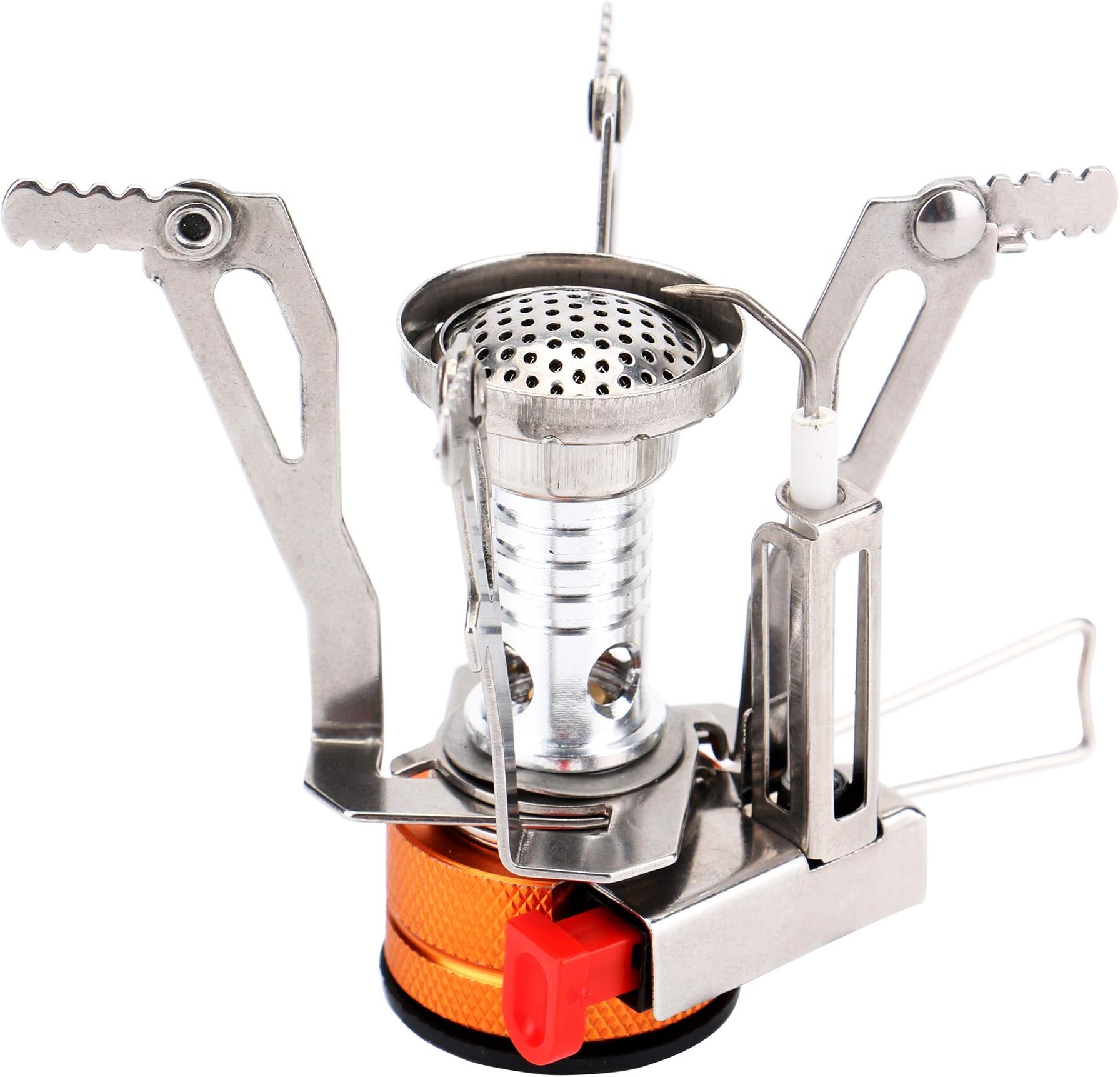 REEHUT Ultralight Portable Camping Stoves Backpacking Stove with Piezo Ignition Adjustable Valve Stainless Steel Material for Backpacking, Hiking, Riding, Mountaineering, Camping -1 Pack