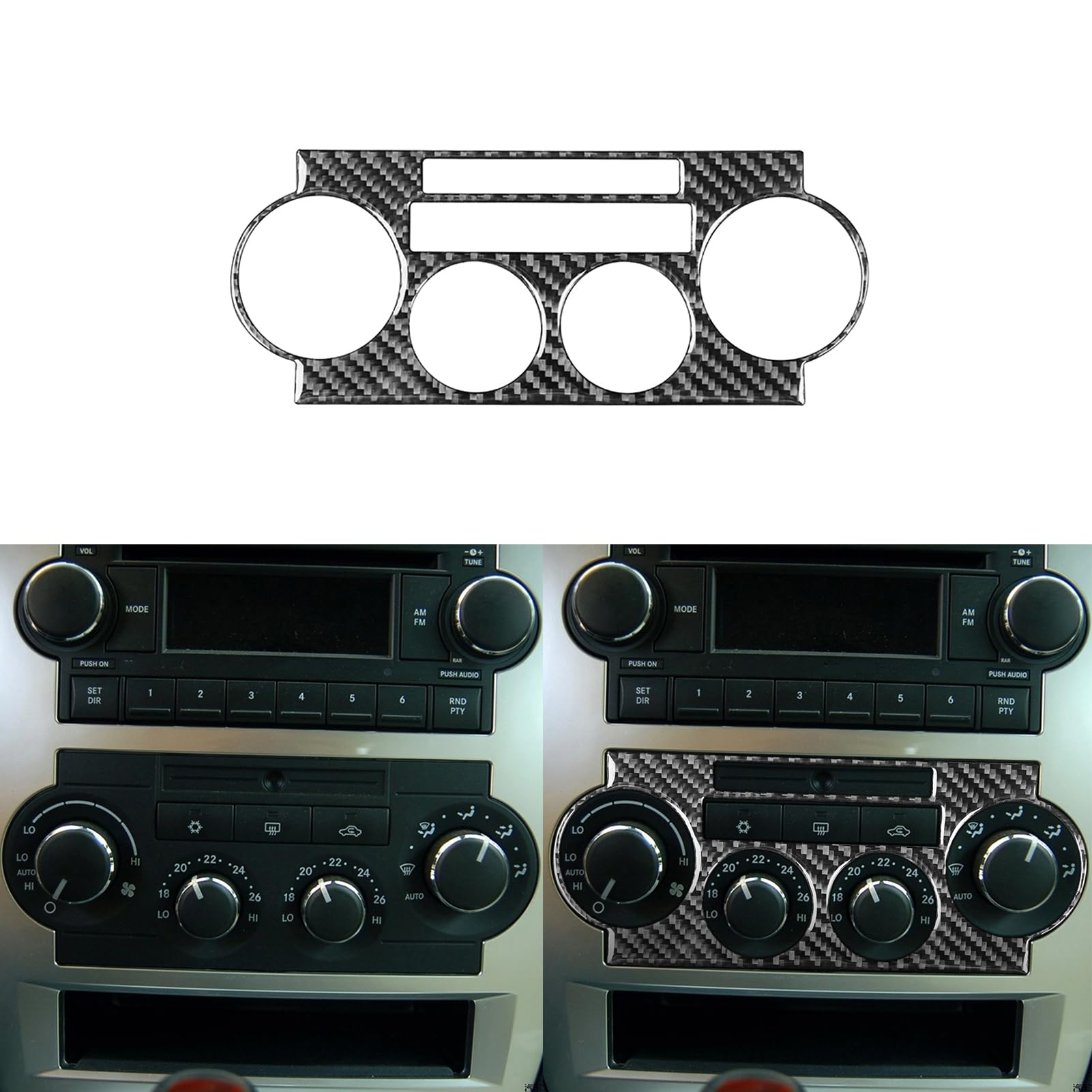 PJFUS Carbon Fiber Sticker Compatible with Chrysler 300 300C 2005 2006 2007 Black (AC Panel B)