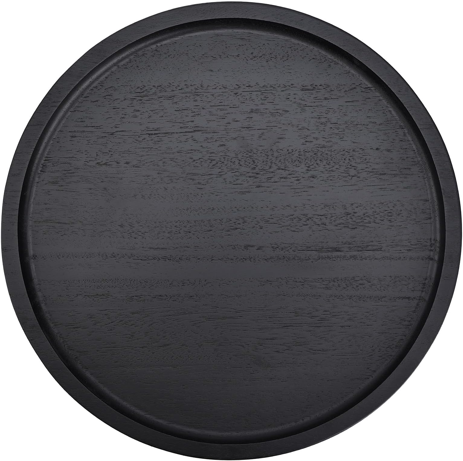 Round Wooden Serving Tray, 11 Inch Acacia Decorative Tray for Home Decor, Coffee Table, Farmhouse Style Wood Tray for Small Candle, Vases, Jewelry Organizer, Home Kitchen Dining Tabletop Decor, Black