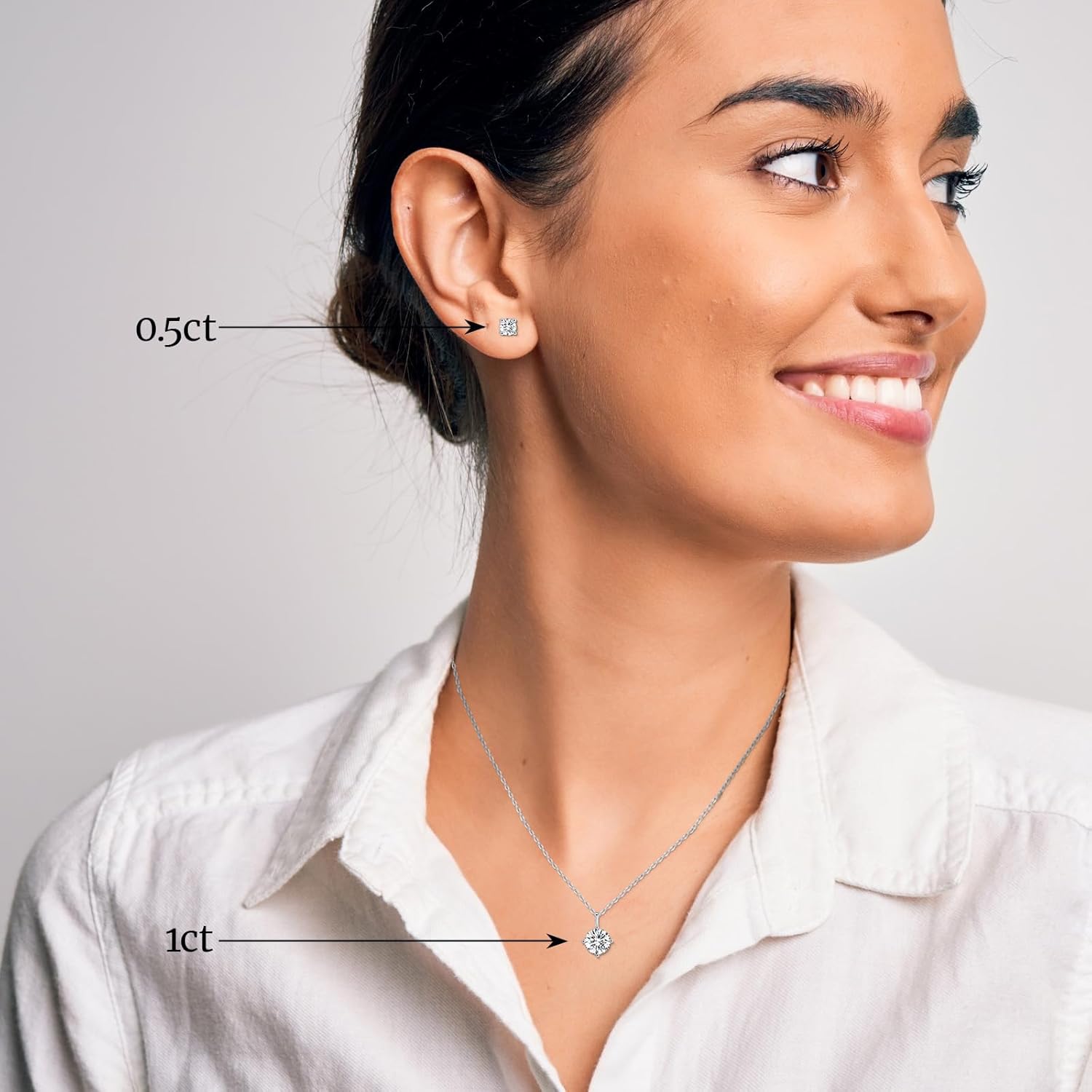 Moissanite Necklace and Earring Sets for Women | White Gold Plated/S925 Sterling Silver Diamond Jewelry Sets 1CT/2CT