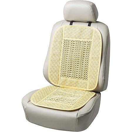 Amazon ボンフォーム 天然木玉シートクッション デザインビーズ 背もたれ付ダブル ストッパー付 45x95cm ベージュ 5466 07be シートクッション 車 バイク