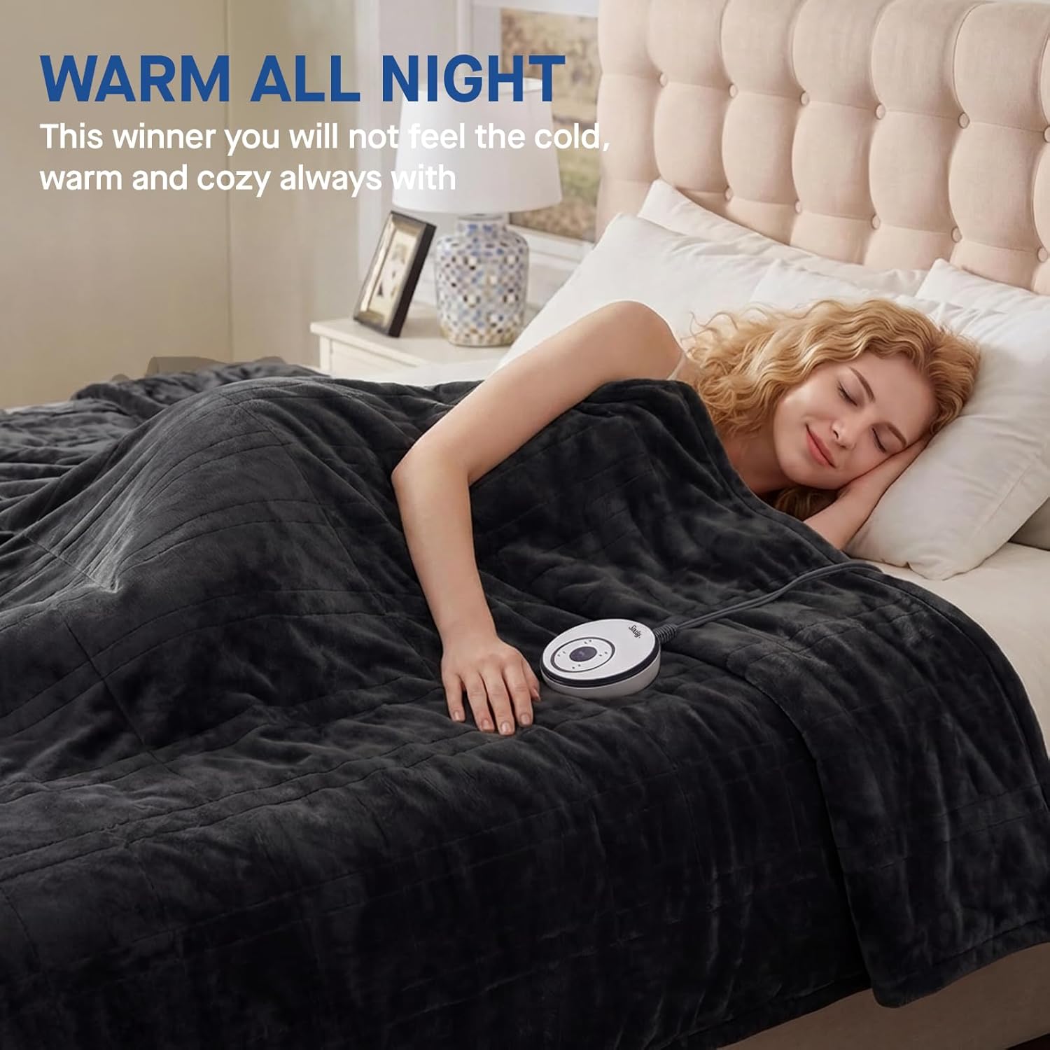 Sealy Heated Blanket Full Size 80"x84", Soft Double Flannel Electric Blanket with 10 Heat Levels & 1-12 Hours Auto Shut Off, Machine Washable, Even Heat Distribution, Charcoal