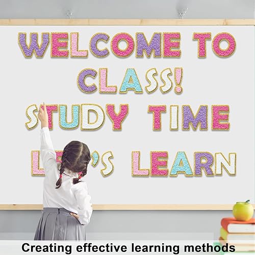 Vista 20 de Juego de 150 letras grandes de 6 pulgadas y puntuación, colorido alfabeto recortado para el aula para exhibir tablón de anuncios, escuela en casa