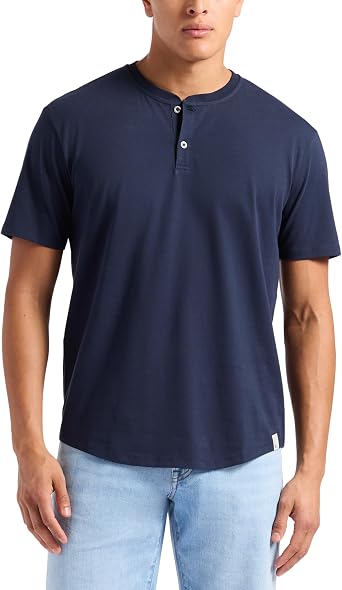 Buffalo David Bitton Mens Short Sleeve Cotton Henley T-Shirt Regular Fit