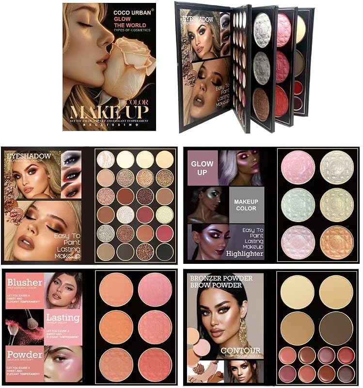 All In One Makeup Gift Kit - Ultimate Color Combination for Women Full Kit 48 Eyeshadow, 12 Lip Gloss, 6 Blusher, 6 Concealer, 6 Highlighter, 78 Colors Makeup Palette Cosmetics Kit (A)