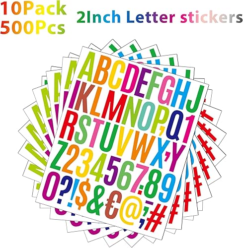 Miniatura 3 de 10 hojas de calcomanías de letras grandes, 500 calcomanías del alfabeto de 2 pulgadas, calcomanías de vinilo autoadhesivas para proyectos escolares,