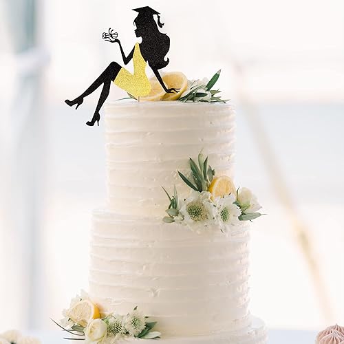 Miniatura 3 de 1 decoración para pastel de graduación 2023 con purpurina para graduar, diploma de tacón alto, para niña, para decoración de pastel de graduación