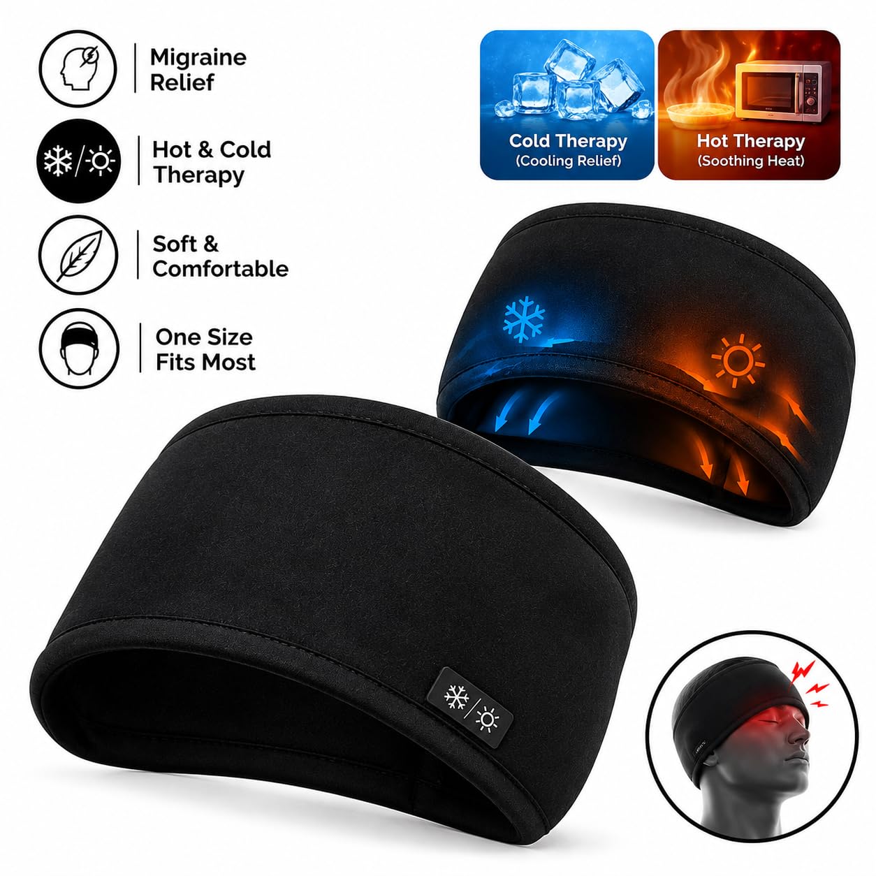 Migraine Relief Cap with 360° Cooling Compression Gel Head Wrap | Comfortable Hot & Cold Therapy for Full-Head Coverage — Amazon image 7
