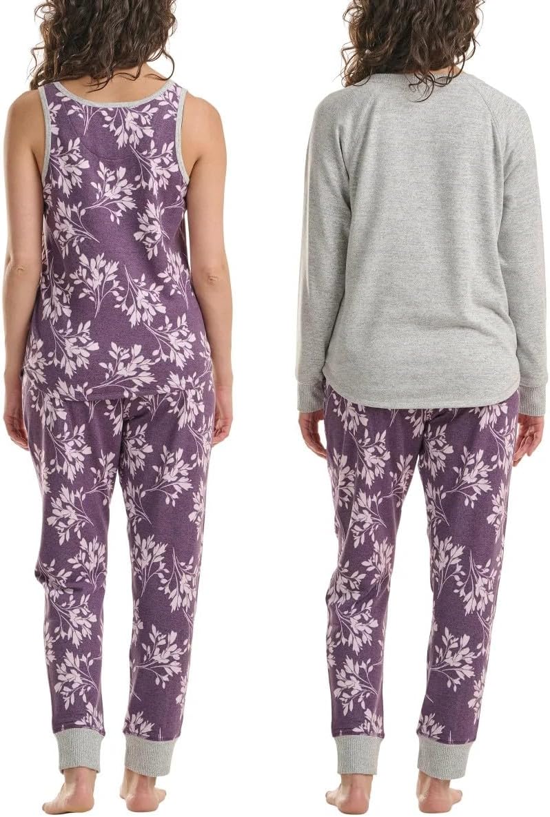 Karen Neuburger Live Love Lounge Women's 3 Piece Lounge Pajama Set (US, Alpha, XX-Large, Regular, Regular, Purple/Grey) - Image 8