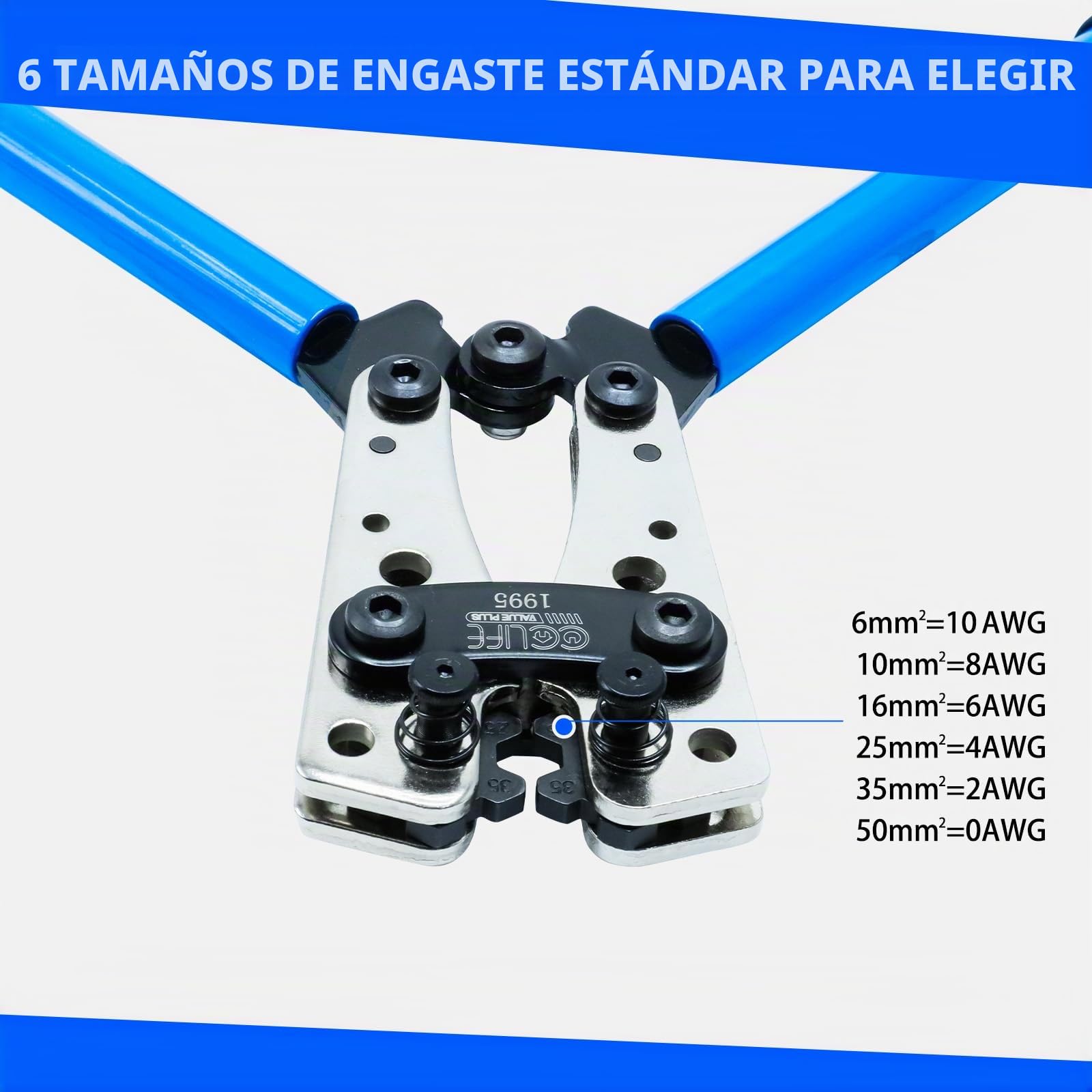 CCLIFE Crimpadora Terminales Electricos Alicates 6-50 mm² (AWG 10-0)