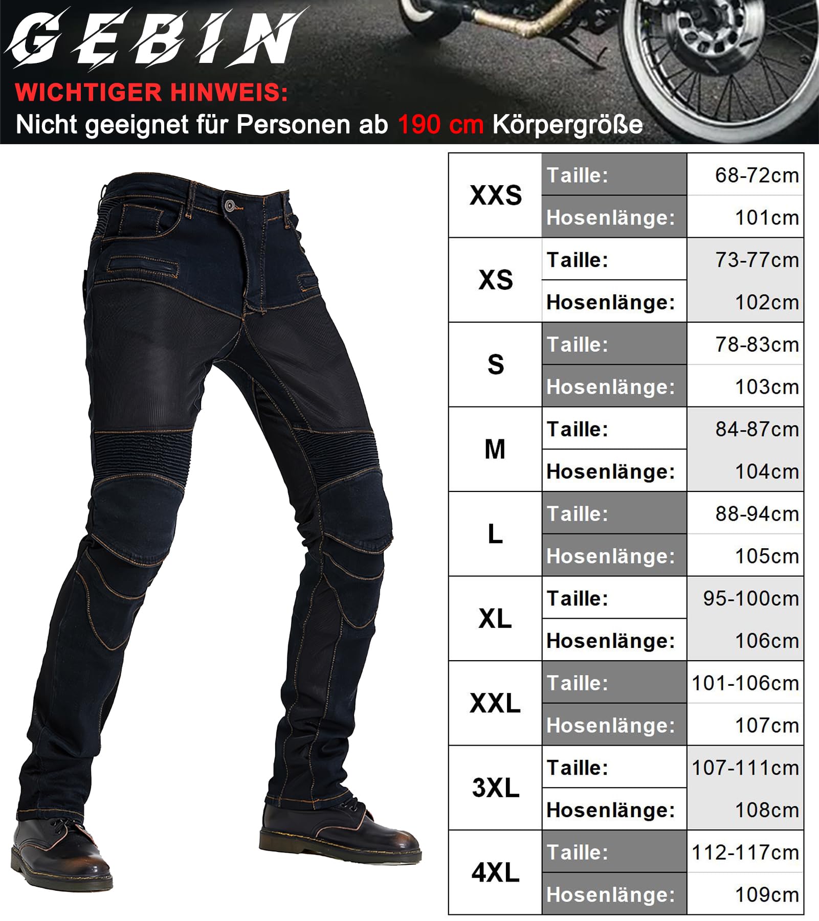 Pantaloni da Moto Uomo Traspiranti con Protezioni, Jeans da Motociclista alla Moda