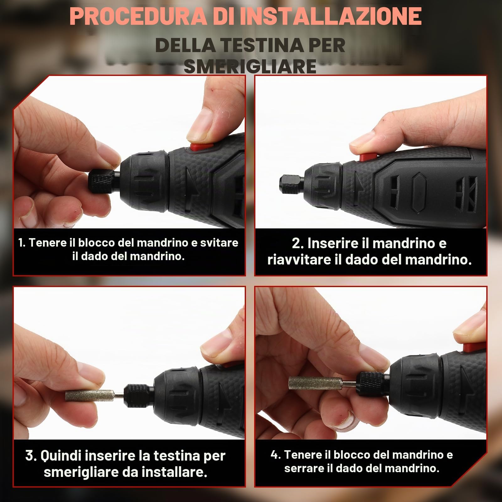 Set di affilatura elettrica per motosega con batteria da 1300 mAh, 9 testine abrasive | Affilatrice senza fili per motosega, con testa in lega e guida angolare, affilatrice portatile USB per motosega