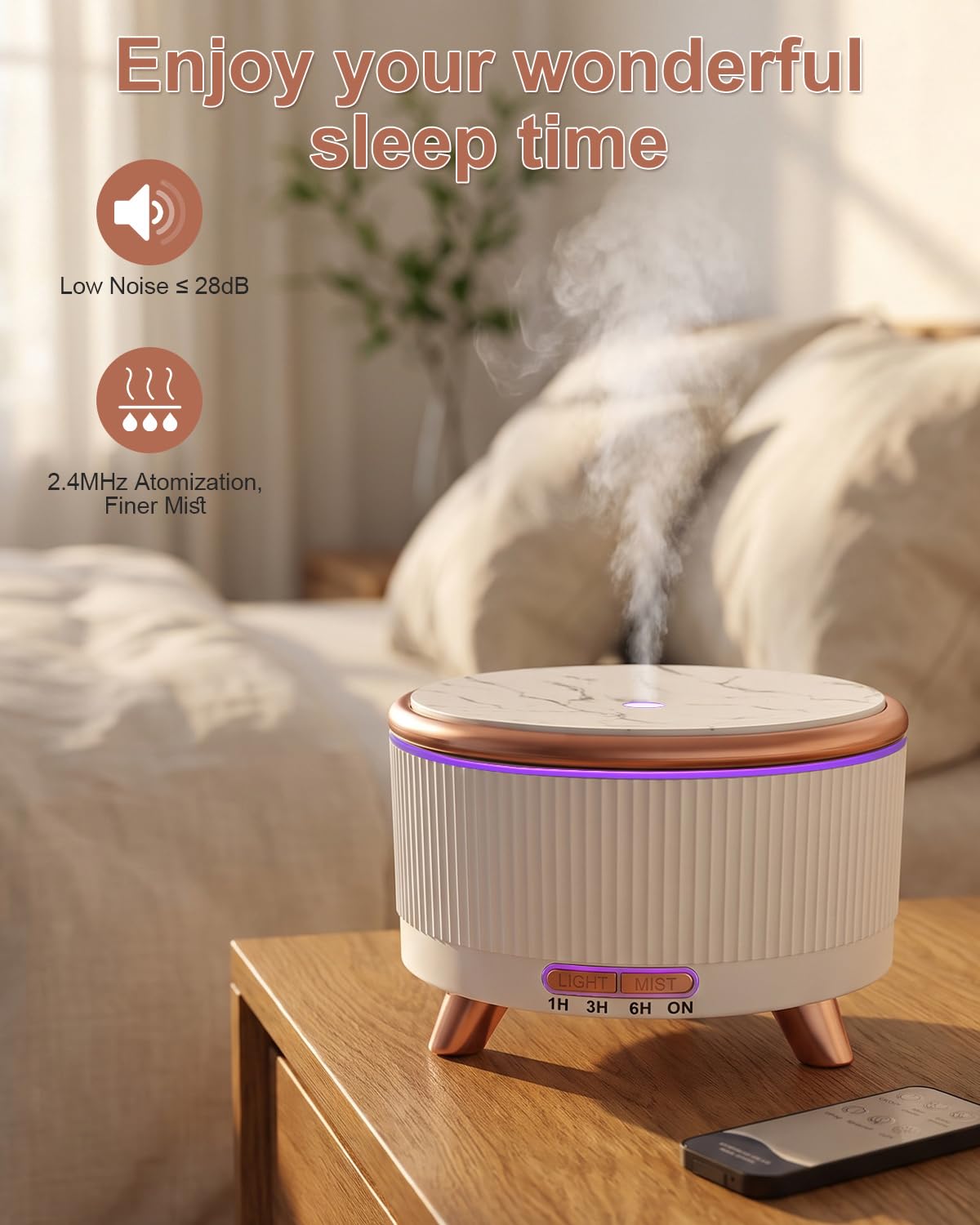 500ml Diffusore di Oli Essenziali,Umidificatore Ambiente | Profumatore per Ambienti Ultrasuoni, Silenzioso, Timer, Spegnimento Auto,7 Colori LED, per Aromaterapia, Yoga