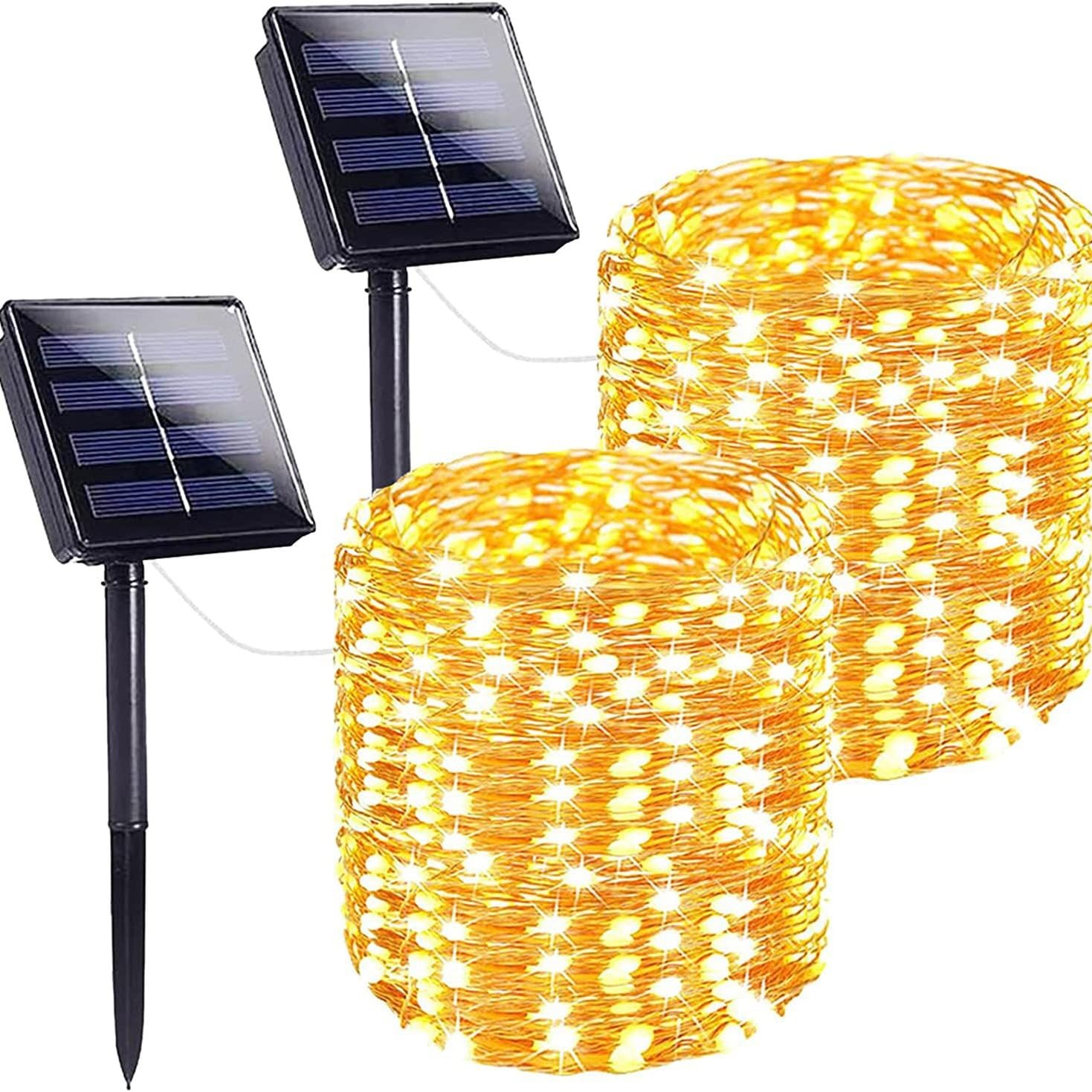Katalia Luces Solares LED Exterior Jardin 2-Pack Total 44m-400LED Guirnalda Luces Exterior Solar Jardin Terraza Arbol Solar Lights Outdoor