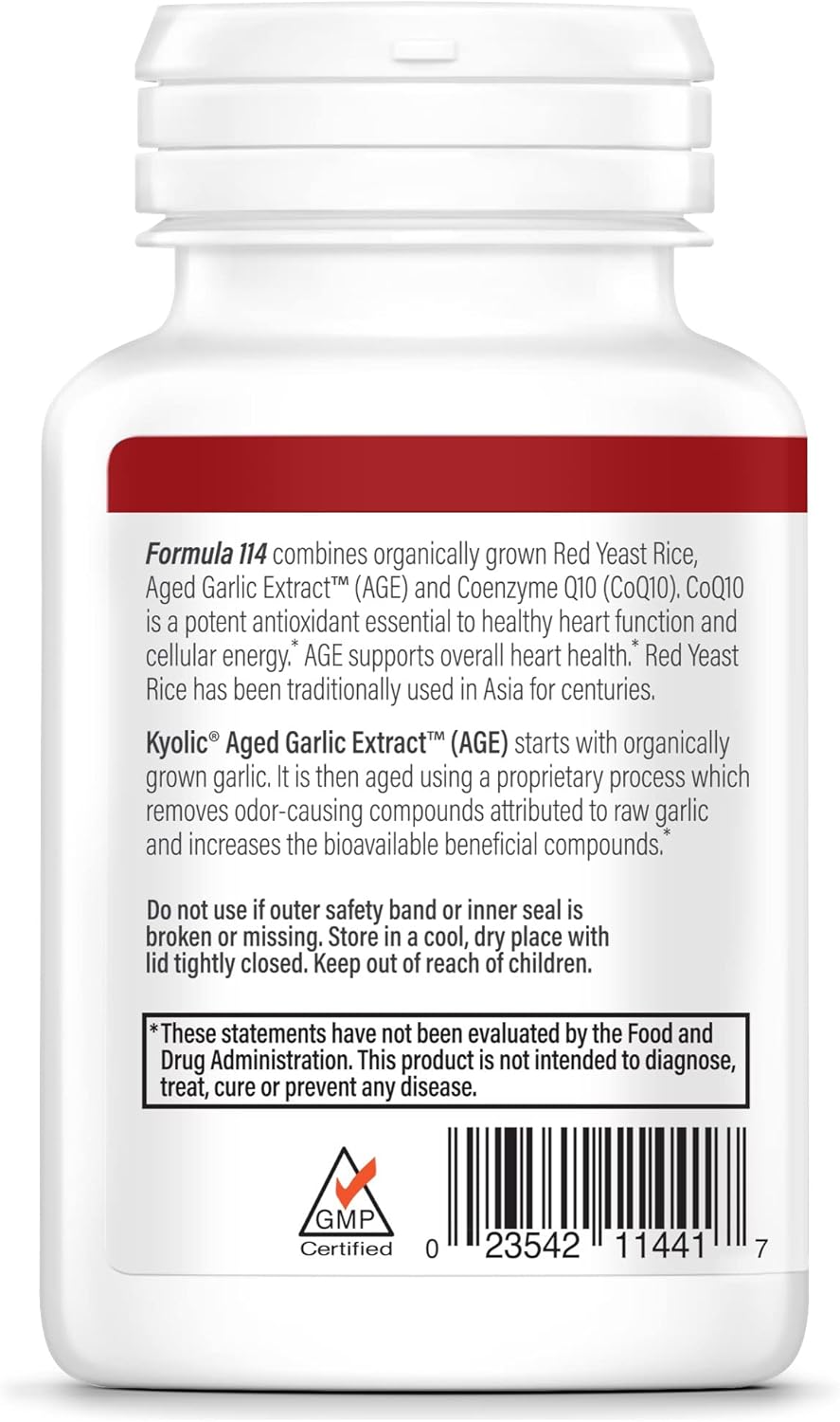 Kyolic Aged Garlic Extract Formula 114, Red Rice Yeast & Coq10, 75 Capsules (Packaging May Vary) : Everything Else