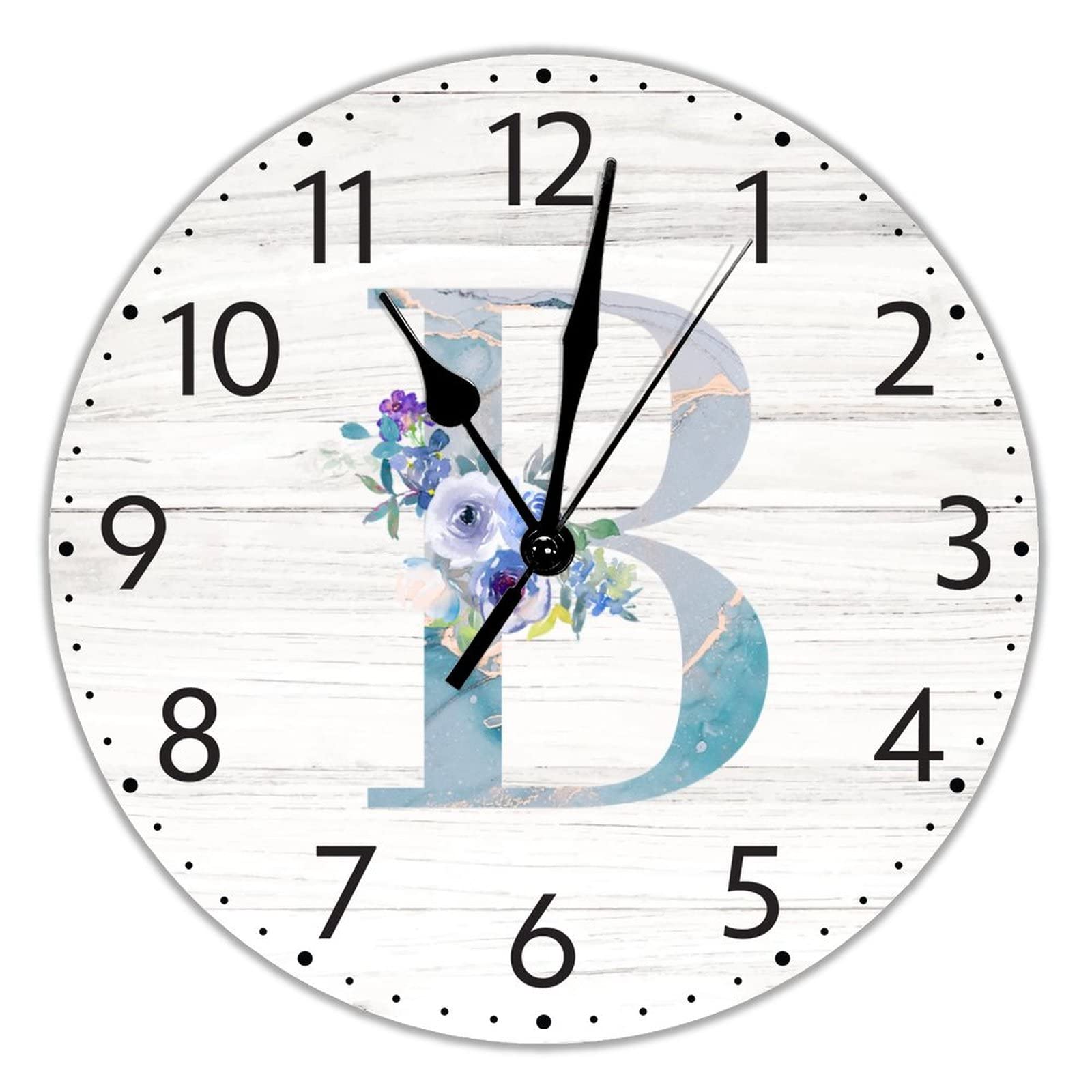 Horloge murale de luxe en bois marbre lettre B 38,1 cm