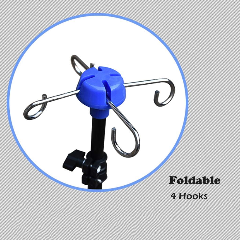 YJI Portable Collapsible IV Pole Stand, 4 Hook 3 Leg with Adjustable Height Display Stand Rack, Aluminum Alloy, 44 Lbs Load Capacity : Industrial & Scientific