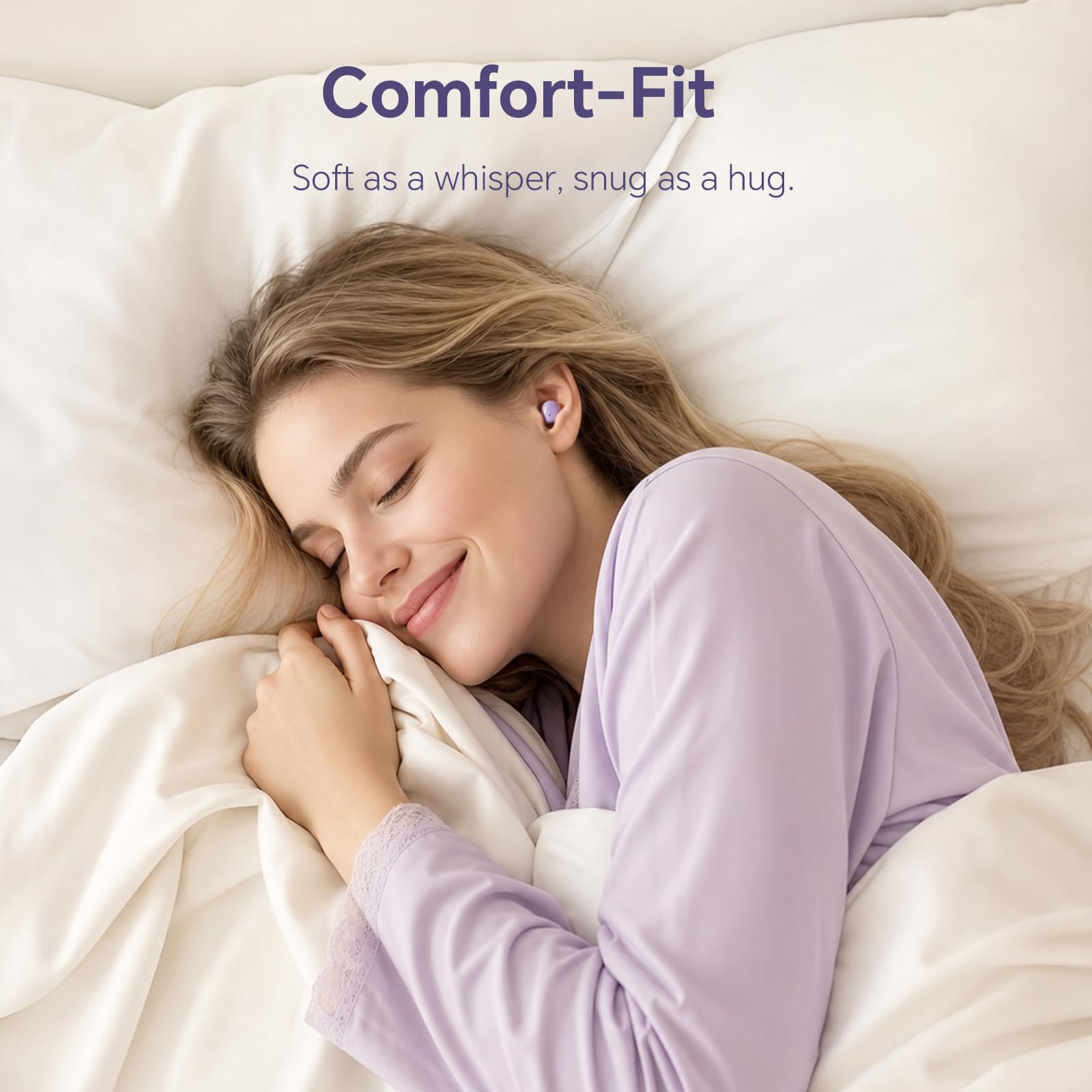Xmenha Mini auricolari invisibili, piccoli, viola, wireless, nascosti, discreti, per orecchie piccole, Bluetooth, morbidi e piccoli, per iPhone, Android, dormire, ufficio, lavoro, pendolari
