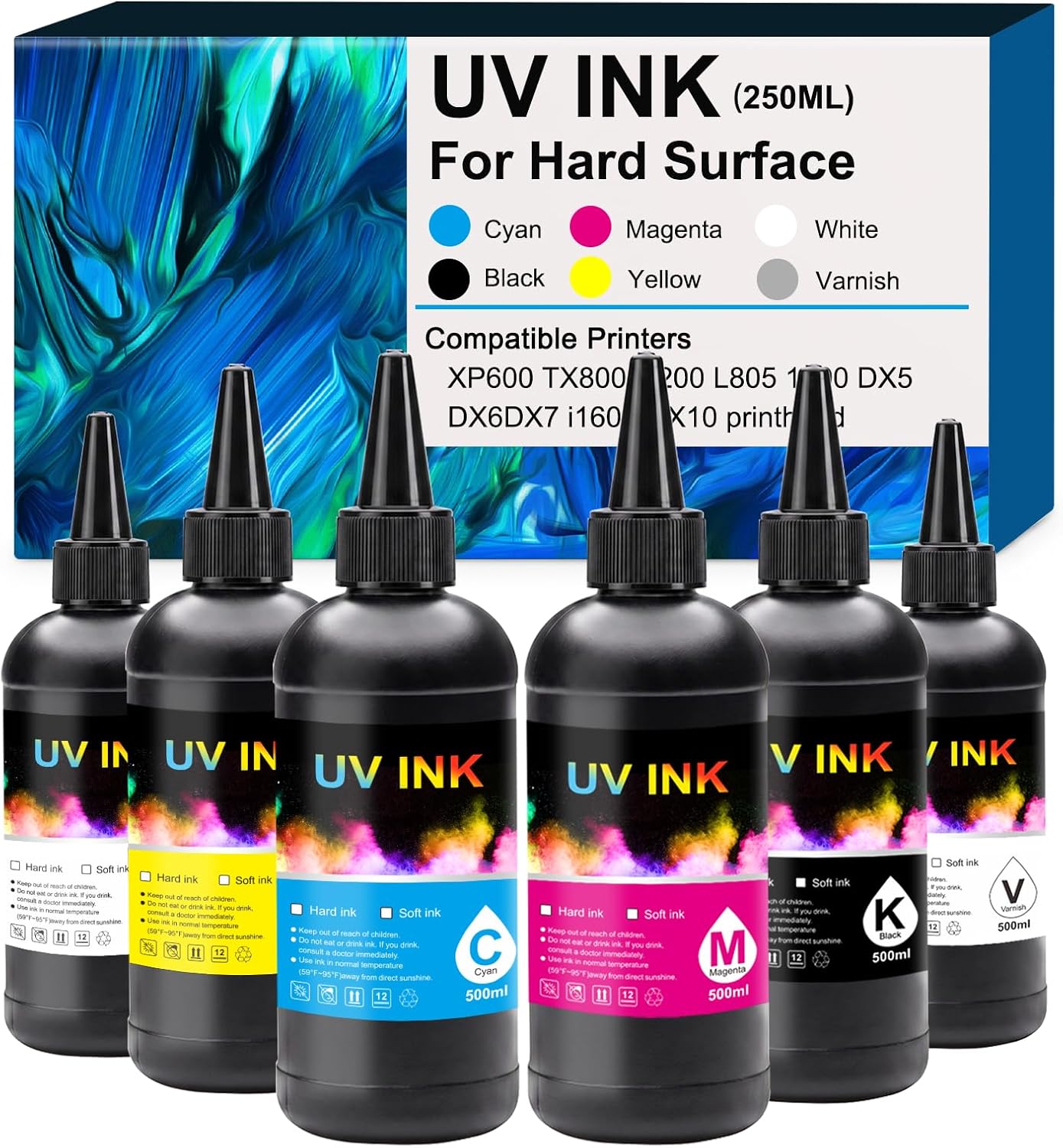 UV Ink Varnish 500ML for Hard Materials Compatible with UV Printer