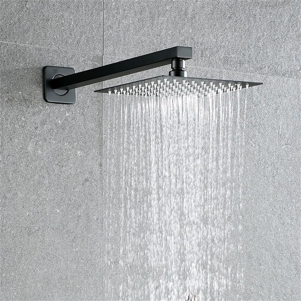 Wall Mounted 50/60/70CM Shower Arm Black Stainless Steel Extended Bathroom Shower Head Square Rod Tube Accessories