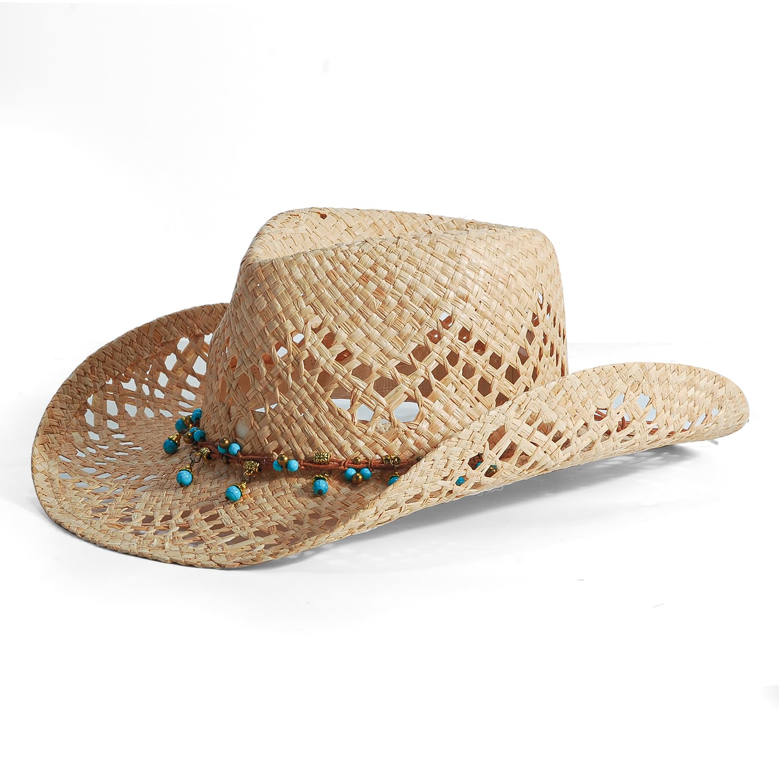 Men's Cowboy Hats Summer Women Beach Cowgirl Hat Raffia Unisex Western Sun Hat