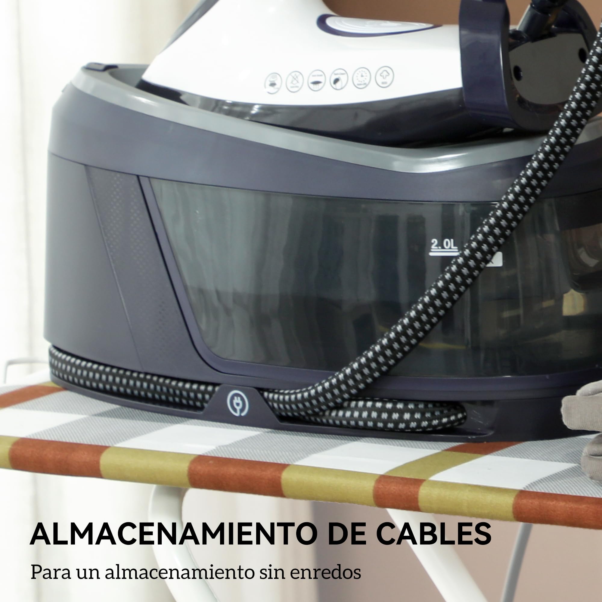HOMCOM Centro de Planchado 2800W con 8 Bares y 100 g/min Potente Planchado Vertical Función ECO Suela de Cerámica Doble Capa Autolimpieza Sistema Antical Depósito Extraíble 2 L Apagado Automático Azul