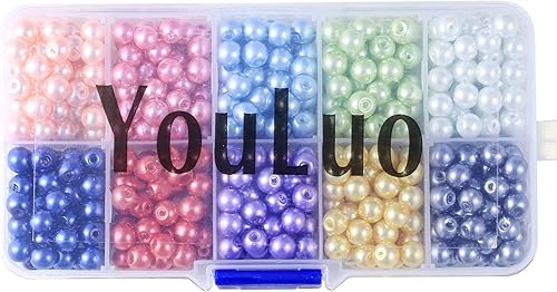 Miniatura 2 de YouLuo 550 cuentas de perlas de vidrio de 0.236 pulgadas, 10 colores multicolor perlas, redondas, sueltas, con agujeros para hacer joyas, cuentas de