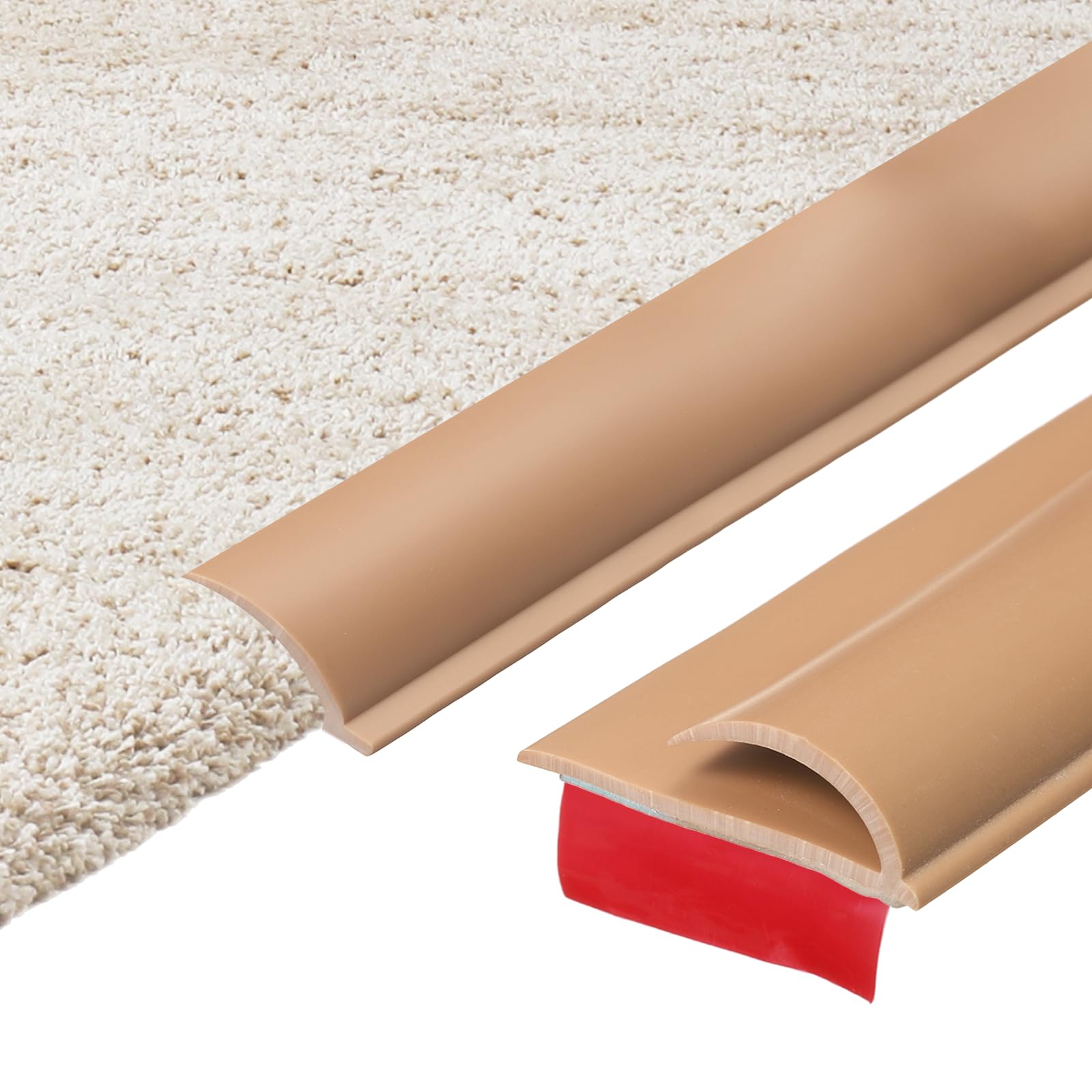 sourcing map 600cm x 30mm x 5mm Carpet to Tile Transition Strip, Self-Adhesive Carpet Edge Strip, PVC Gap Cover, Laminate Edge Trim for Uneven Surfaces, Light Brown