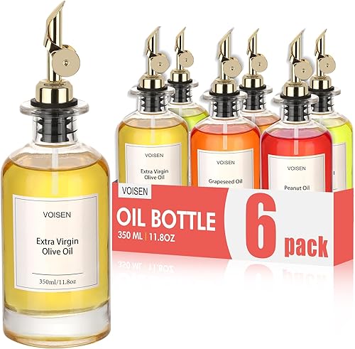 Botella dispensadora de aceite de oliva para cocina, juego de 6 botellas de aceite de vidrio, dispensador de jarabe de café, recipiente de aceite de