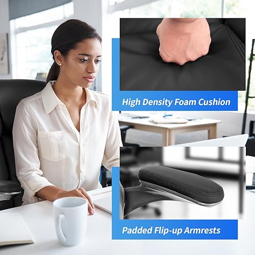 Miniatura 6 de PayLessHere Silla de oficina grande y alta, silla de escritorio ajustable de cuero ejecutivo de 400 libras con reposabrazos, silla de escritorio