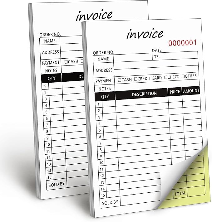 Amazon.com : Homvle 2 Pack Invoice Receipt Book with Carbon Copies 8 ...