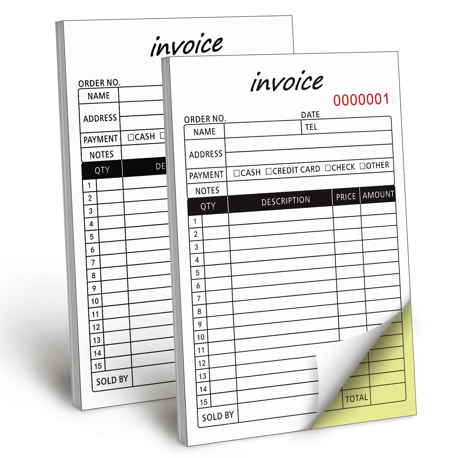 Homvle 2 Pack Invoice Receipt Book with Carbon Copies 8.3x5.5 Inches, 2-Part Carbonless Sales Invoice Book for Small Boutique Business, 50 Sets(invoice), Invoice, One Size