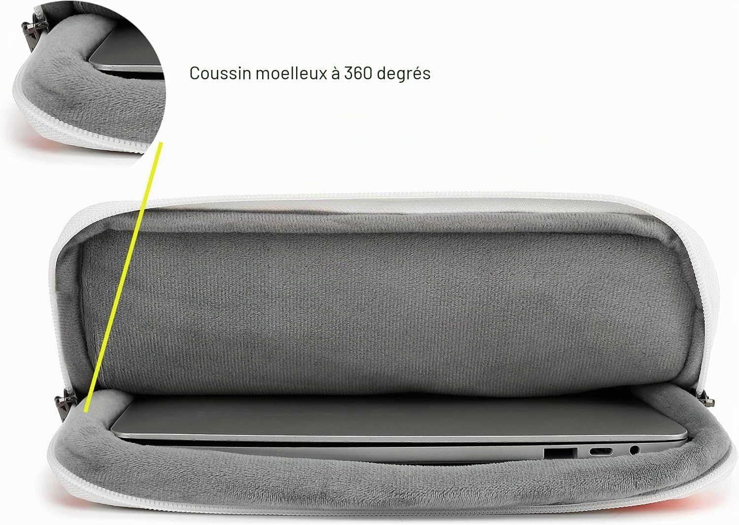 Housse de protection pour ordinateur portable 360° avec 3 poches, poignée et sangle pour bagages, motif soleil, lune et étoiles sur fond bleu marine