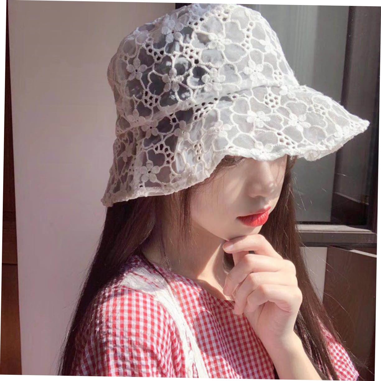 Veemoon Lot De 3 en Dentelle Chapeaux De Plage Chapeau De Soleil pour Adulte Protection Solaire Protection UV Chapeau De Pêcheur Blanc