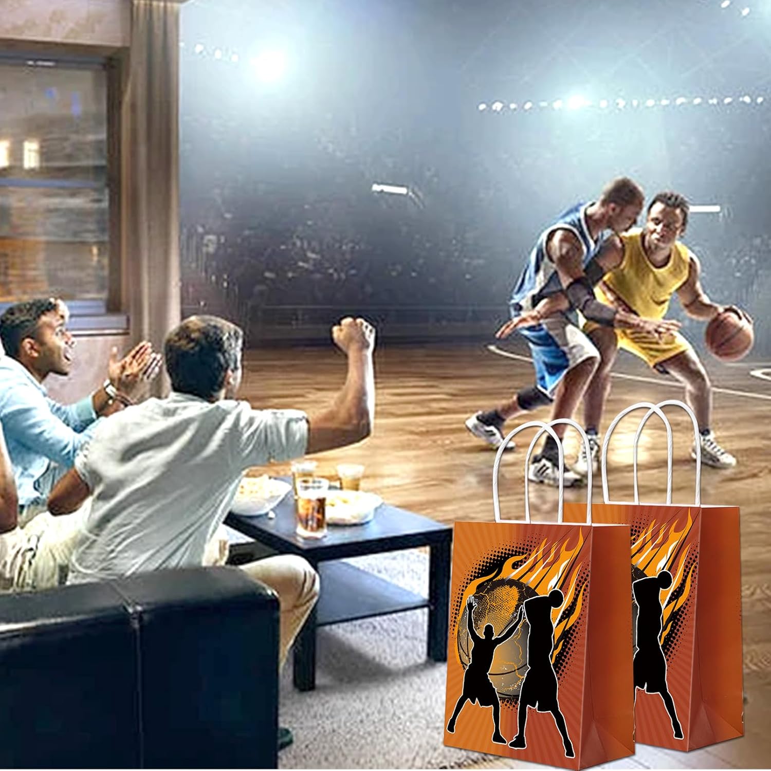 IJRPLM 24 Pcs Basketball Goodie Bags, Gift Bag with Handles, Candy Treat Snack Paper Bag, Basketball Party Favor Bags for Birthday Party Supplies Sports Parties Decoration, Style 2 - Image 7