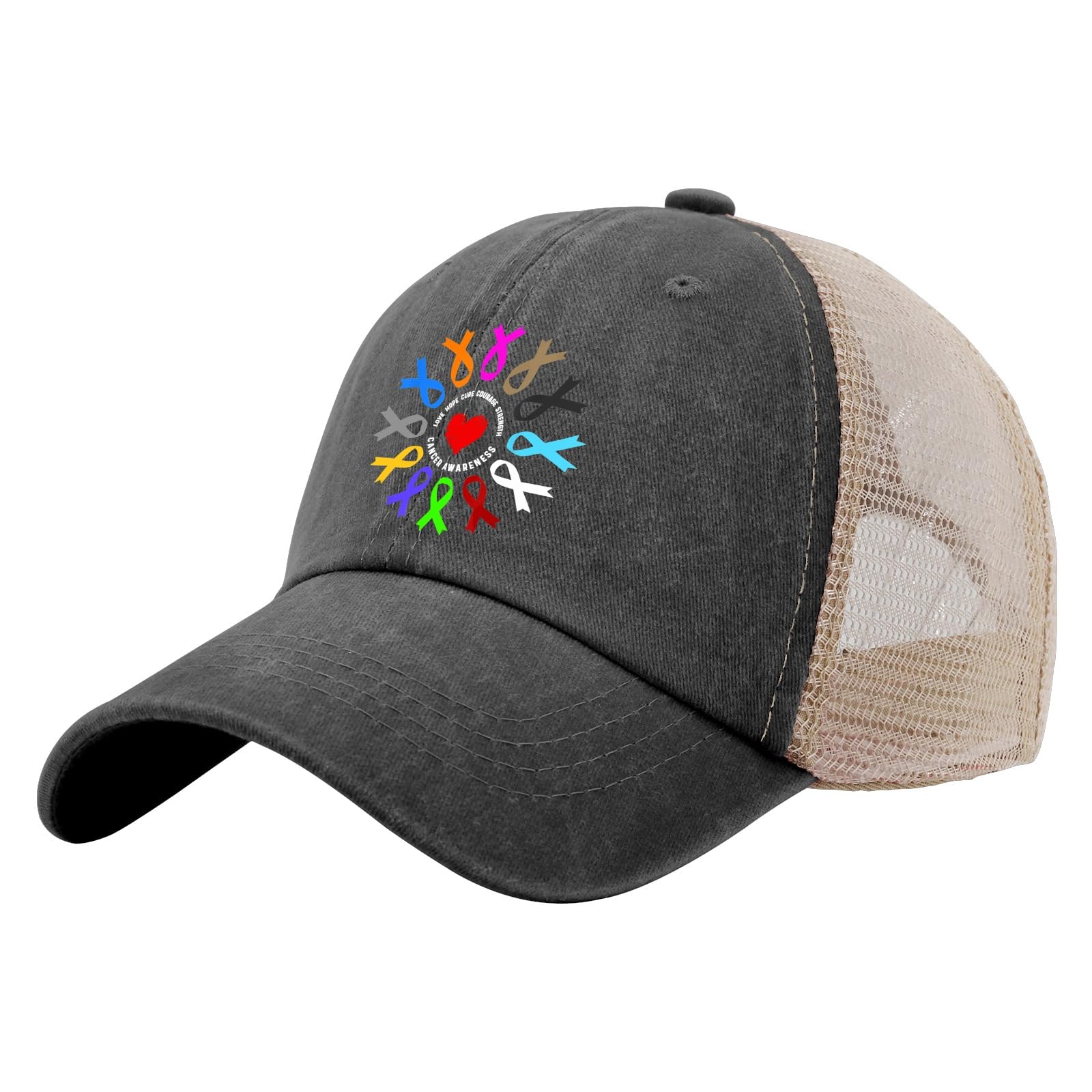 Love Hope Cure Courage Strength Cancer Awareness Sun Hats Cycling Caps for Her