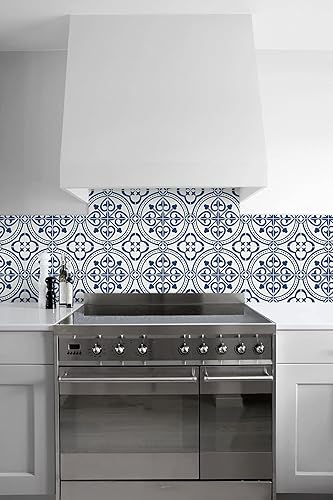 Miniatura 2 de Luxe Haven Villa Mar - Papel tapiz de imitación para despegar y pegar (azul Denim), azulejos Villa Mar